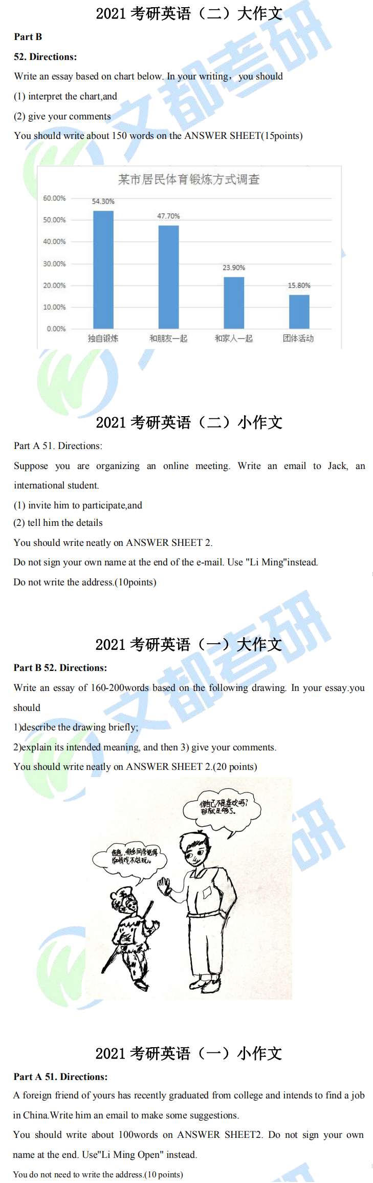 文都考研2021研究生考試英語(一、二)作文真題匯總